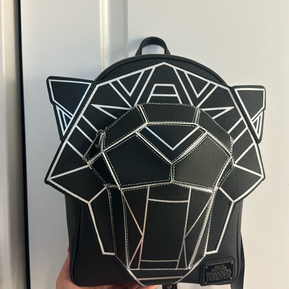COPY - Black panther black loungfly backpack and matching wallet.